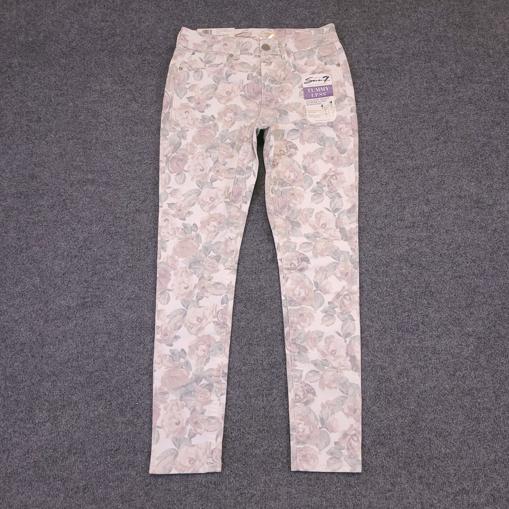 NWT Seven7 Jeans Women Sz 8 (30x30) Tummyless High Rise Skinny Floral‎ MSRP 69 - Picture 14 of 16